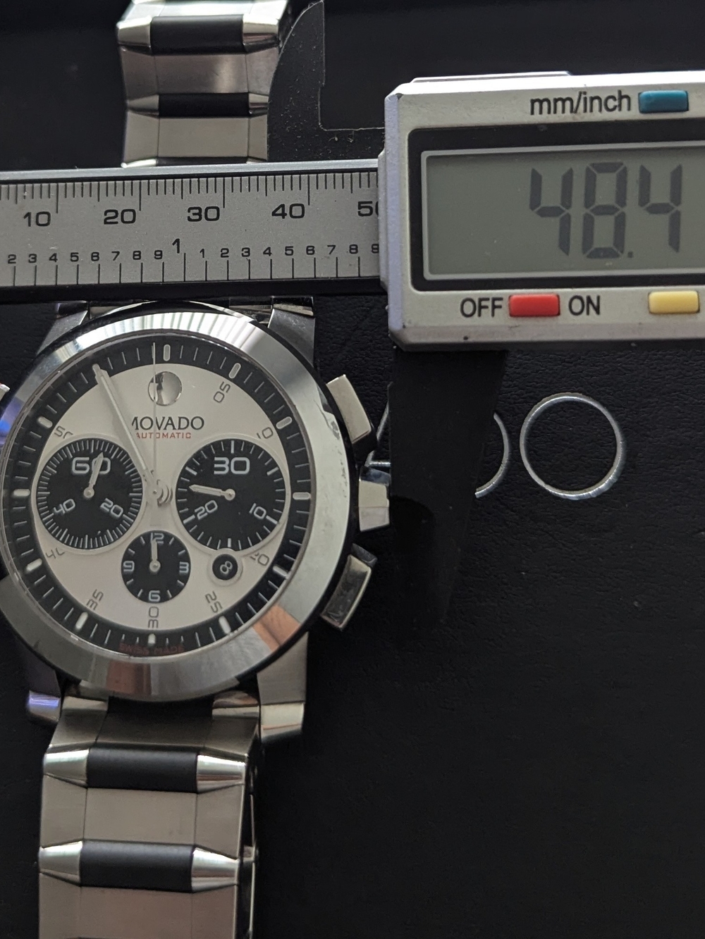 Movado Men's Silver and Black Chronograph Watch RED LABEL VIZIO $4995 - Picture 13 of 16